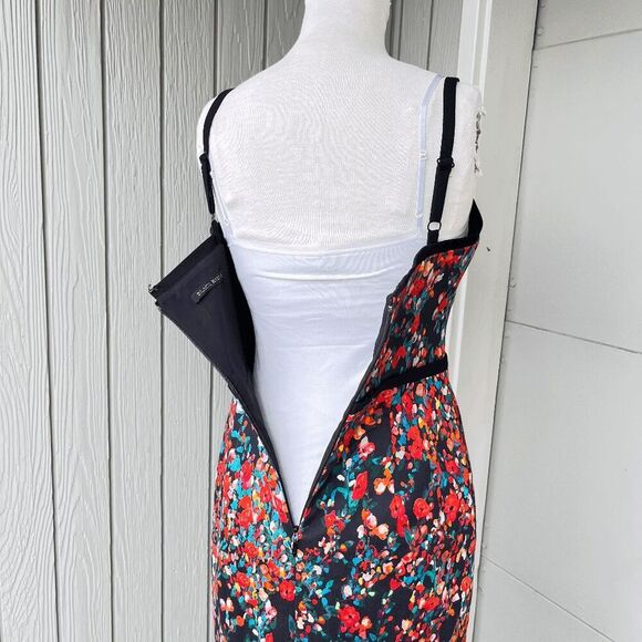 Black Halo Daria Floral Sheath Dress Size 10 Cocktail Bodycon - Picture 6 of 10